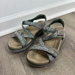 Taos Zen Sandals Womens Size 9 Comfort Hook Loop Strappy Arch Support Gray Sage